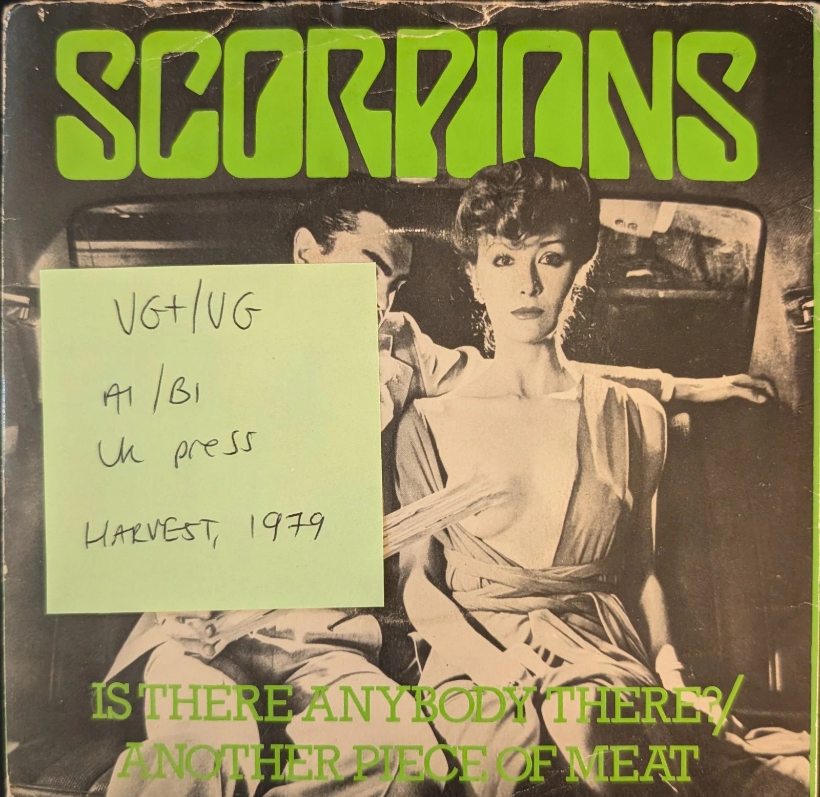 Scorpions Is There Anybody There Vinyl Record 7" VG+/VG HAR 5185 vinyl record sleeve Scorpions Is There Anybody There Vinyl Record 7" VG+/VG HAR 5185 vinyl record sleeve