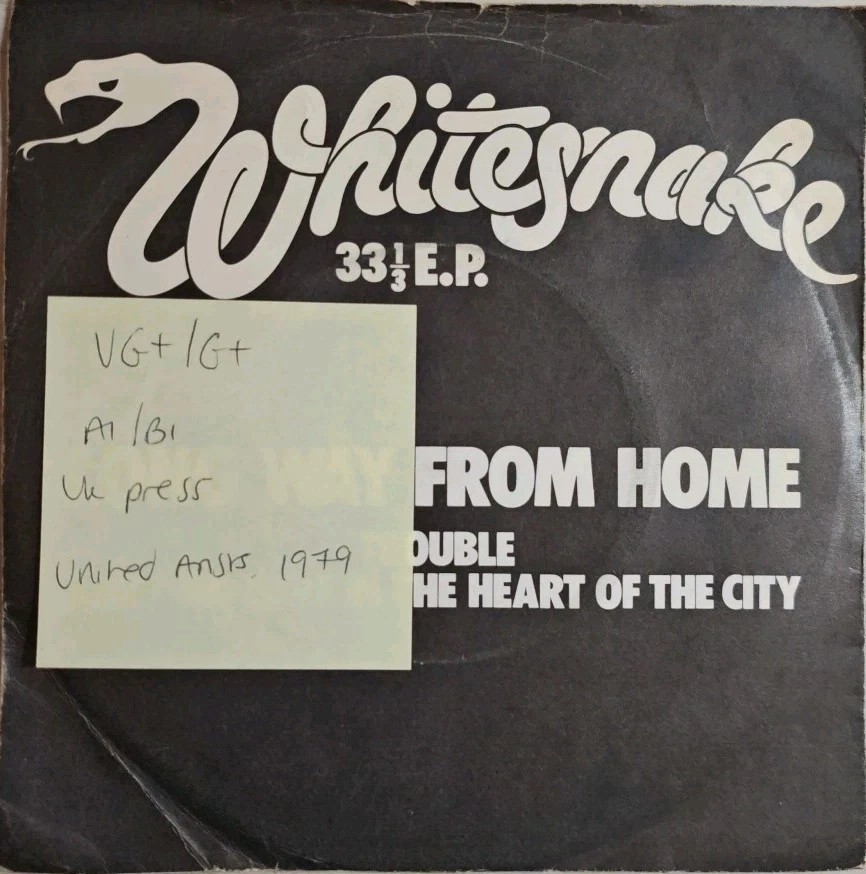 Whitesnake Long Way From Home Vinyl Record 7" VG+/G+ BP324 1979 vinyl record sleeve Whitesnake Long Way From Home Vinyl Record 7" VG+/G+ BP324 1979 vinyl record sleeve