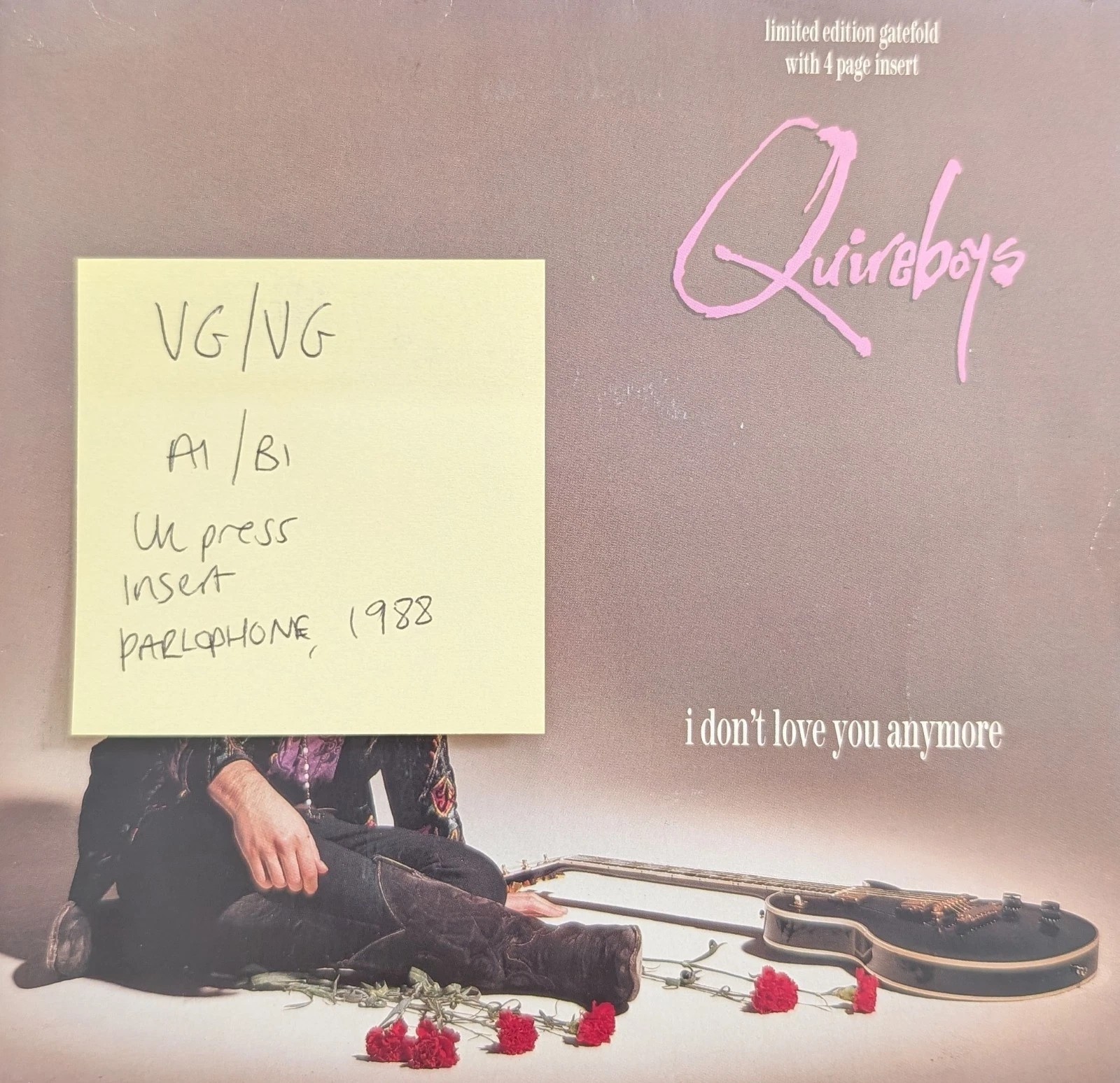 Quireboys I Don't Love You Anymore Vinyl Record 7" VG/VG RG6248 1988 sleeve Quireboys I Don't Love You Anymore Vinyl Record 7" VG/VG RG6248 1988 sleeve