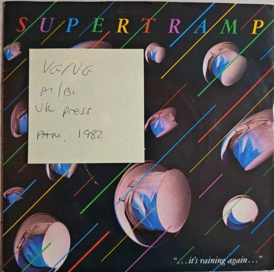 Supertramp It's Raining Again Bonnie Vinyl Record 7" VG/VG AMS8255 1982 vinyl record sleeve Supertramp It's Raining Again Bonnie Vinyl Record 7" VG/VG AMS8255 1982 vinyl record sleeve