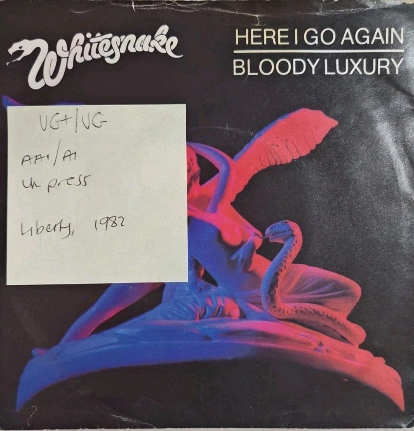 Whitesnake Here I Go Again Vinyl Record 7" VG+/VG BP416 1982 sleeve Whitesnake Here I Go Again Vinyl Record 7" VG+/VG BP416 1982 sleeve