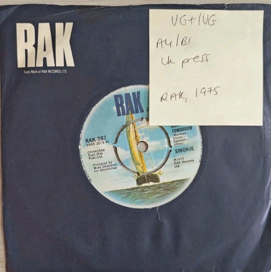 Smokie For A Few Dollars More Vinyl Record 7" VG+/VG RAK267 1975 sleeve Smokie For A Few Dollars More Vinyl Record 7" VG+/VG RAK267 1975 sleeve