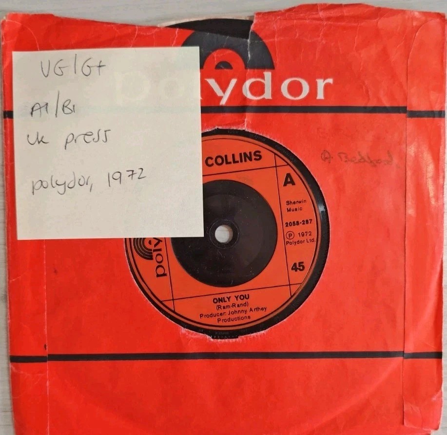 Jeff Collins Only You/I Like It Vinyl Record 7" VG/G+ 2058-287 1972 sleeve Jeff Collins Only You/I Like It Vinyl Record 7" VG/G+ 2058-287 1972 sleeve
