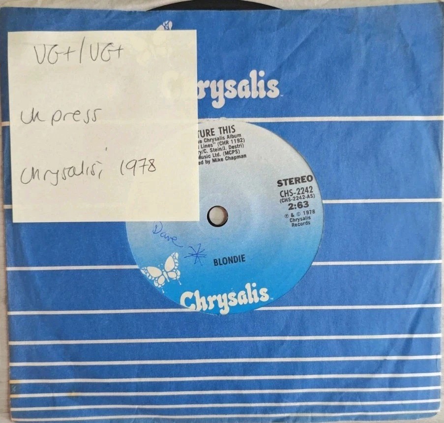 Blondie Picture This Vinyl Record 7" VG+/VG+ CHS 2242 1978 sleeve Blondie Picture This Vinyl Record 7" VG+/VG+ CHS 2242 1978 sleeve