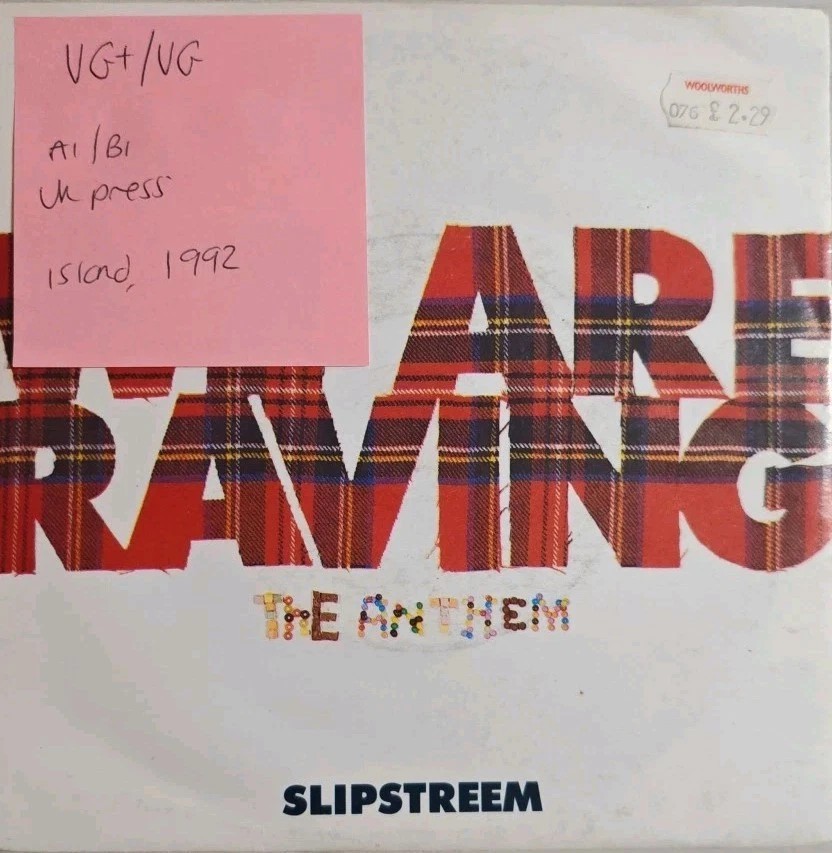 Slipstreem We Are Raving The Anthem Vinyl Record 7" VG+/VG 864746-7 1992 sleeve Slipstreem We Are Raving The Anthem Vinyl Record 7" VG+/VG 864746-7 1992 sleeve