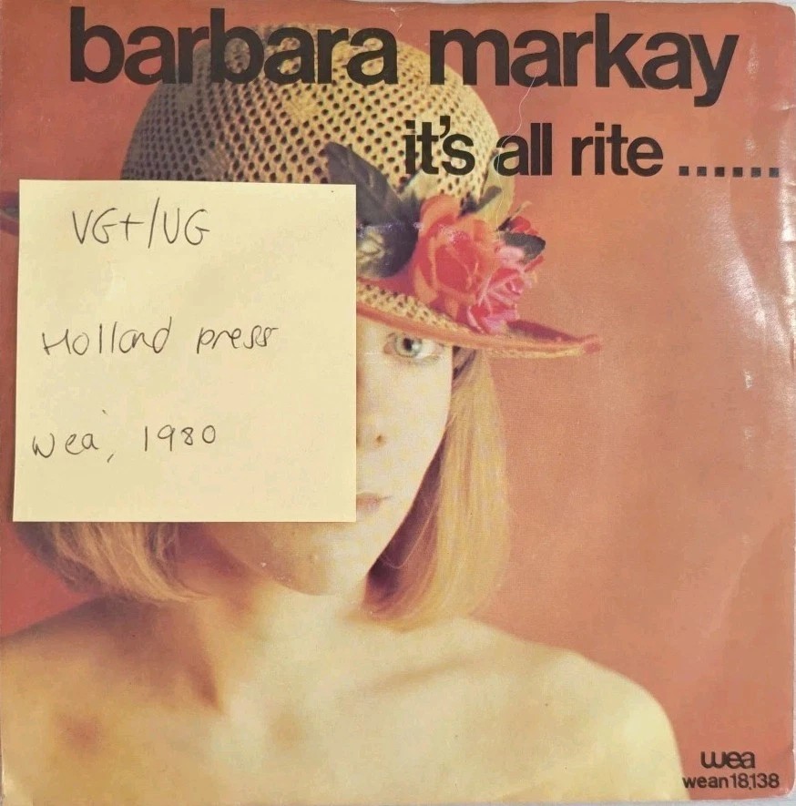 Barbara Markay It's All Rite Vinyl Record 7" VG+/VG WEAN18138 1980 sleeve Barbara Markay It's All Rite Vinyl Record 7" VG+/VG WEAN18138 1980 sleeve