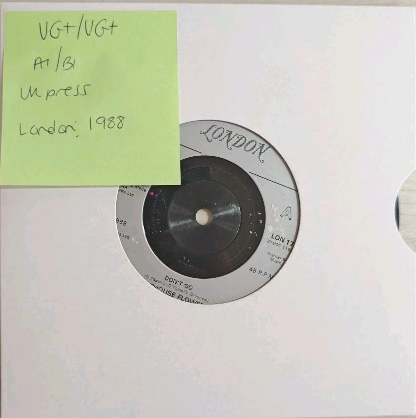 Hothouse Flowers Don’t Go Vinyl Record 7" VG+/VG+ LON174 1988 sleeve Hothouse Flowers Don’t Go Vinyl Record 7" VG+/VG+ LON174 1988 sleeve