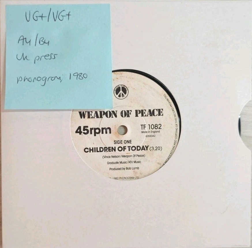 Weapon Of Peace Children Of Today Vinyl Record 7" VG+/VG+ TF 1082 1980 sleeve Weapon Of Peace Children Of Today Vinyl Record 7" VG+/VG+ TF 1082 1980 sleeve
