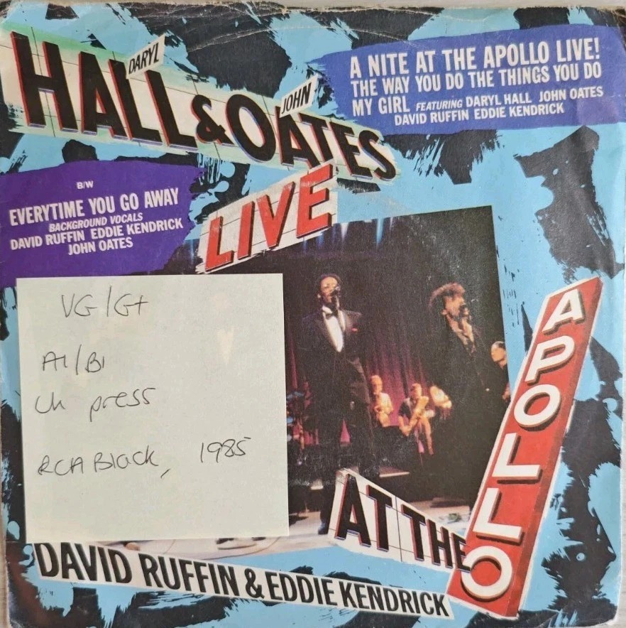 Daryl Hall & John Oates A Nite At The Apollo Live! Vinyl Record 7" VG/G+ PB49935 sleeve Daryl Hall & John Oates A Nite At The Apollo Live! Vinyl Record 7" VG/G+ PB49935 sleeve