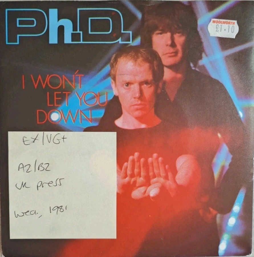 Ph.D. I Won't Let You Down Vinyl Record 7" EX/VG+ K79209 1981 sleeve Ph.D. I Won't Let You Down Vinyl Record 7" EX/VG+ K79209 1981 sleeve
