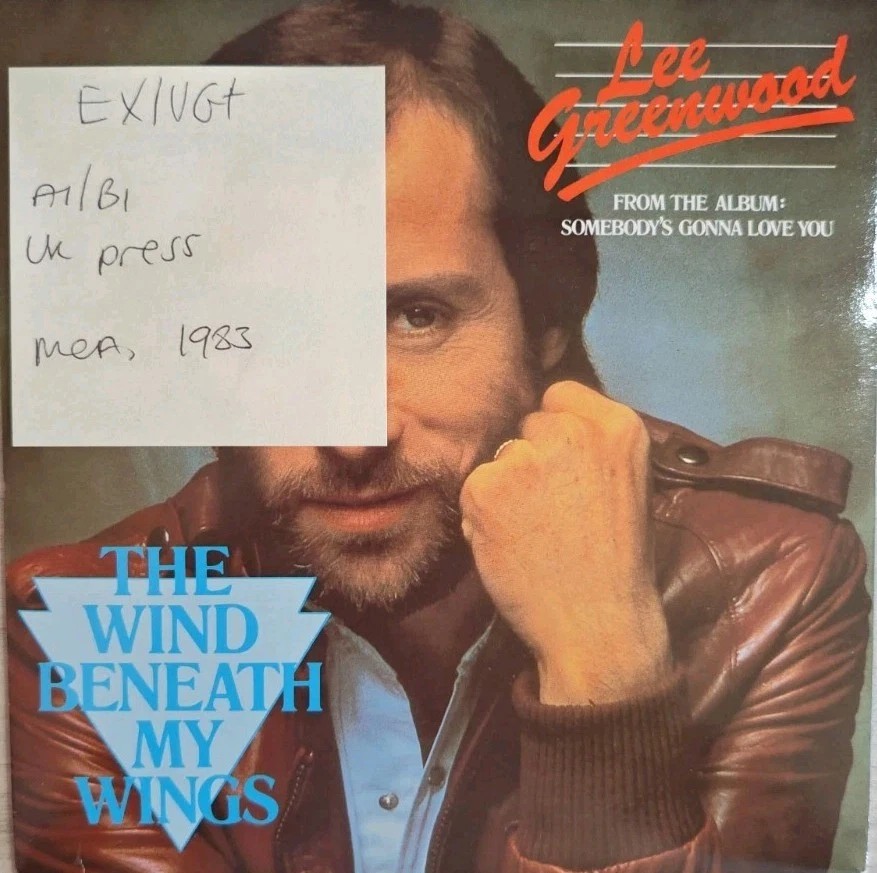 Lee Greenwood The Wind Beneath My Wings Vinyl Record 7" EX/VG+ MCA877 1983 sleeve Lee Greenwood The Wind Beneath My Wings Vinyl Record 7" EX/VG+ MCA877 1983 sleeve