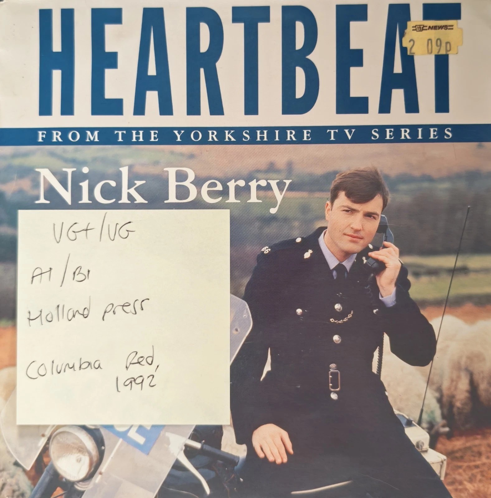 Nick Berry Heartbeat TV Theme Vinyl Record 7" VG+/VG 658151 1992 sleeve Nick Berry Heartbeat TV Theme Vinyl Record 7" VG+/VG 658151 1992 sleeve