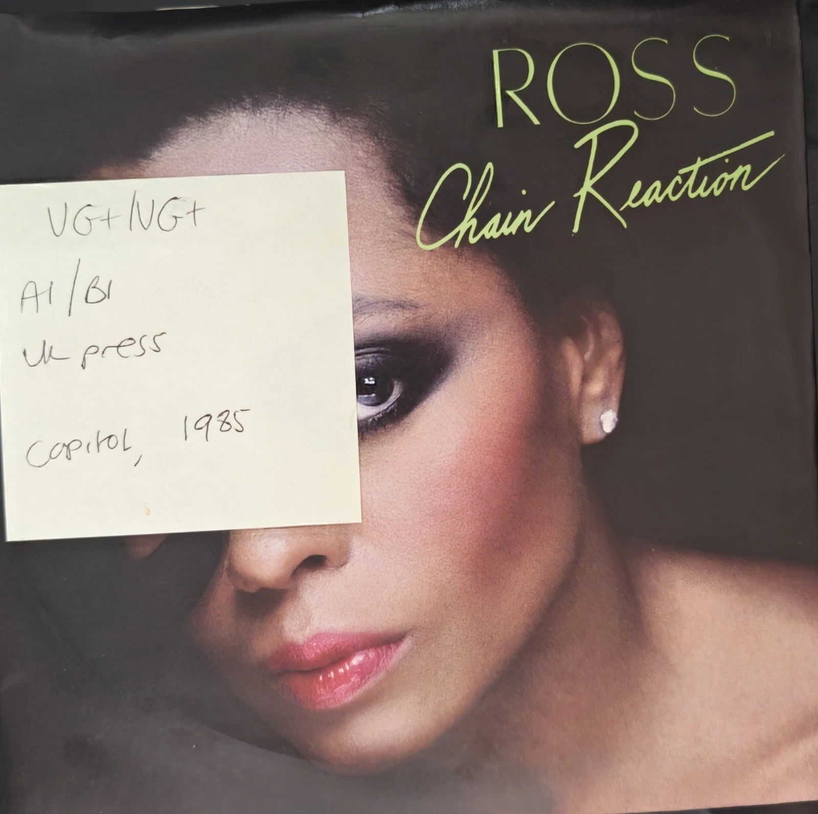 Diana Ross Chain Reaction Vinyl Record 7" VG+/VG+ CL 386 1985 sleeve Diana Ross Chain Reaction Vinyl Record 7" VG+/VG+ CL 386 1985 sleeve