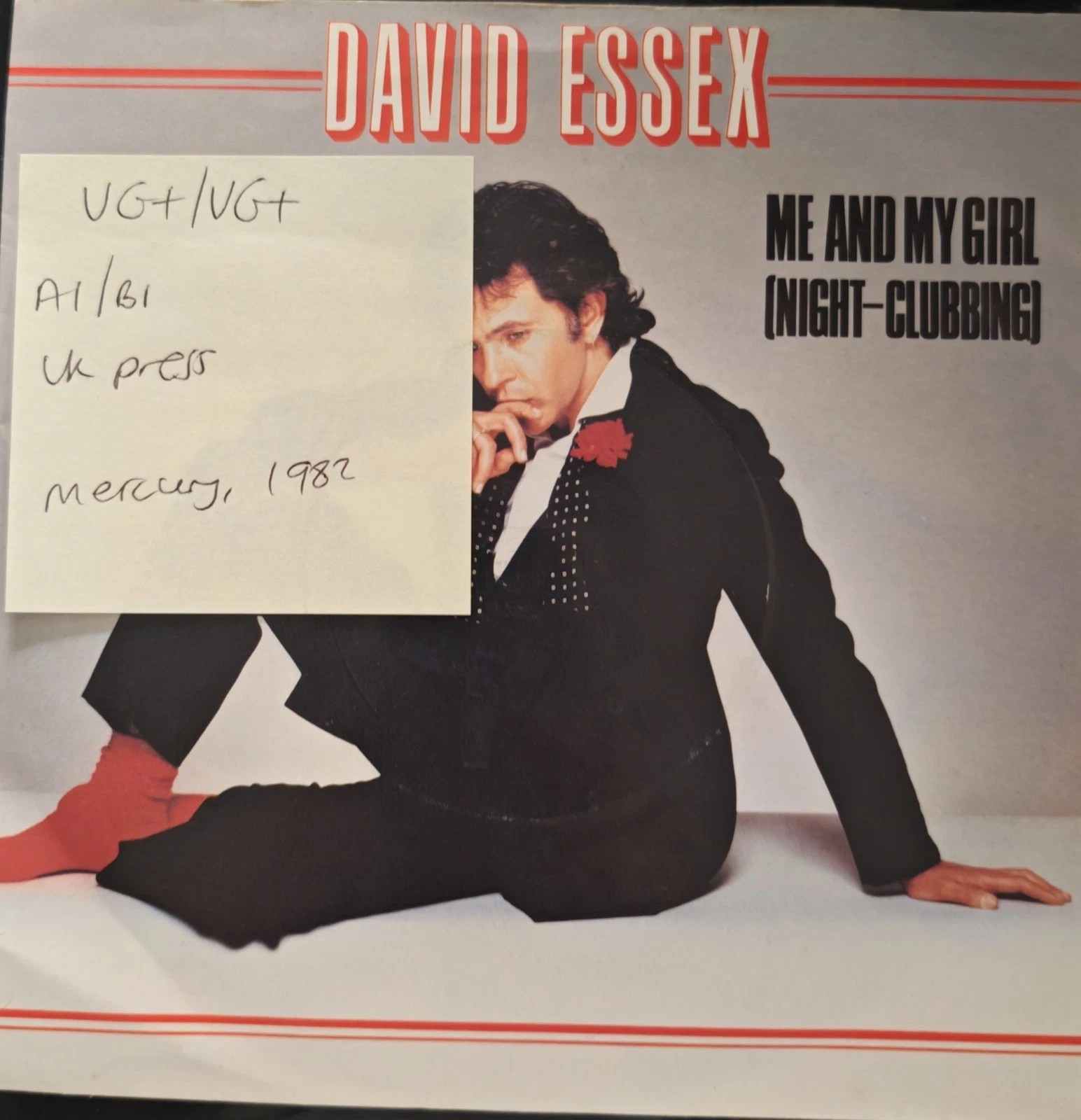 David Essex Me & My Girl Vinyl Record 7" VG+/VG+ MER 107 1982 sleeve David Essex Me & My Girl Vinyl Record 7" VG+/VG+ MER 107 1982 sleeve