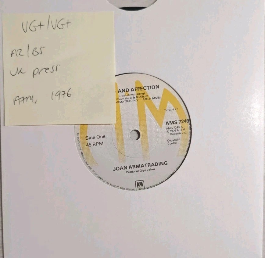 Joan Armatrading Love And Affection Vinyl Record 7" AMS7249 1976 sleeve Joan Armatrading Love And Affection Vinyl Record 7" AMS7249 1976 sleeve