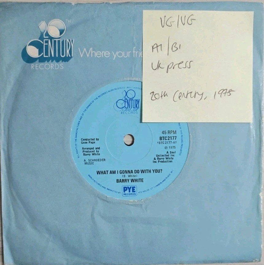 Barry White What Am I Gonna Do With You Vinyl Record 7" VG/VG BTC2177 1975 sleeve Barry White What Am I Gonna Do With You Vinyl Record 7" VG/VG BTC2177 1975 sleeve