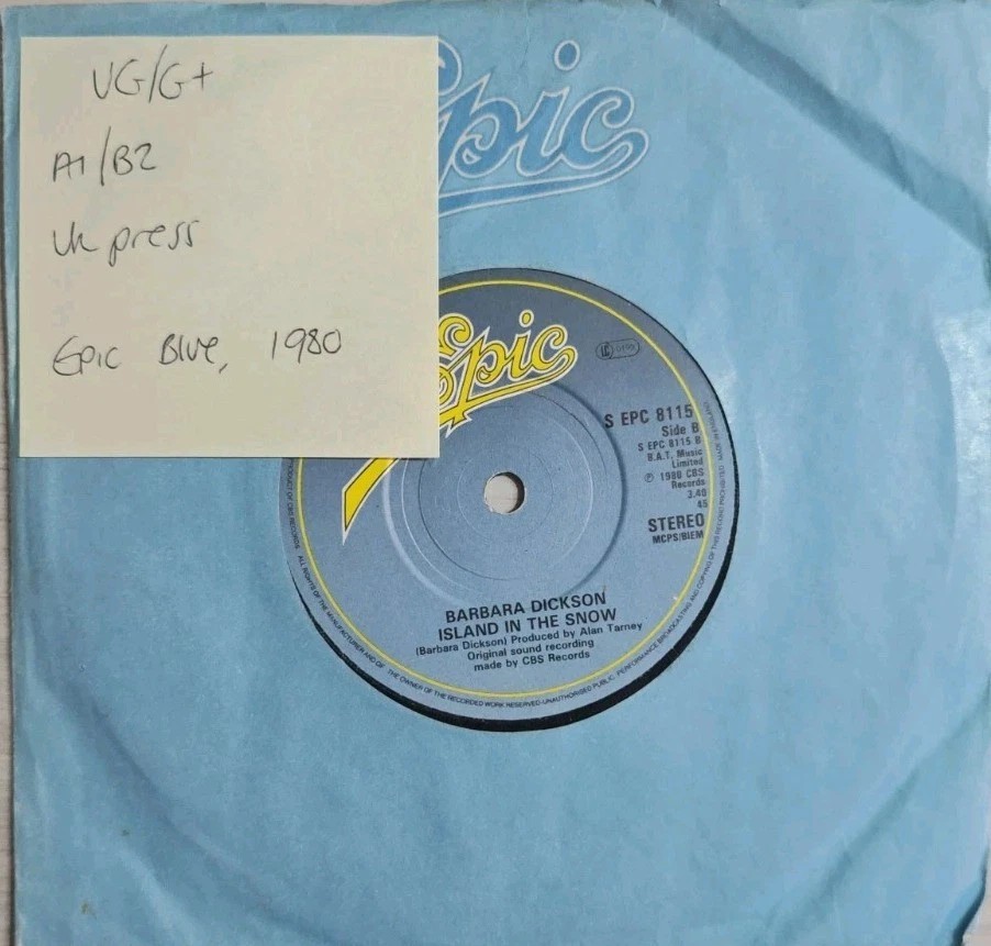 Barbara Dickson January February Vinyl Record 7" VG/G+ EPC 8115 1980 sleeve Barbara Dickson January February Vinyl Record 7" VG/G+ EPC 8115 1980 sleeve