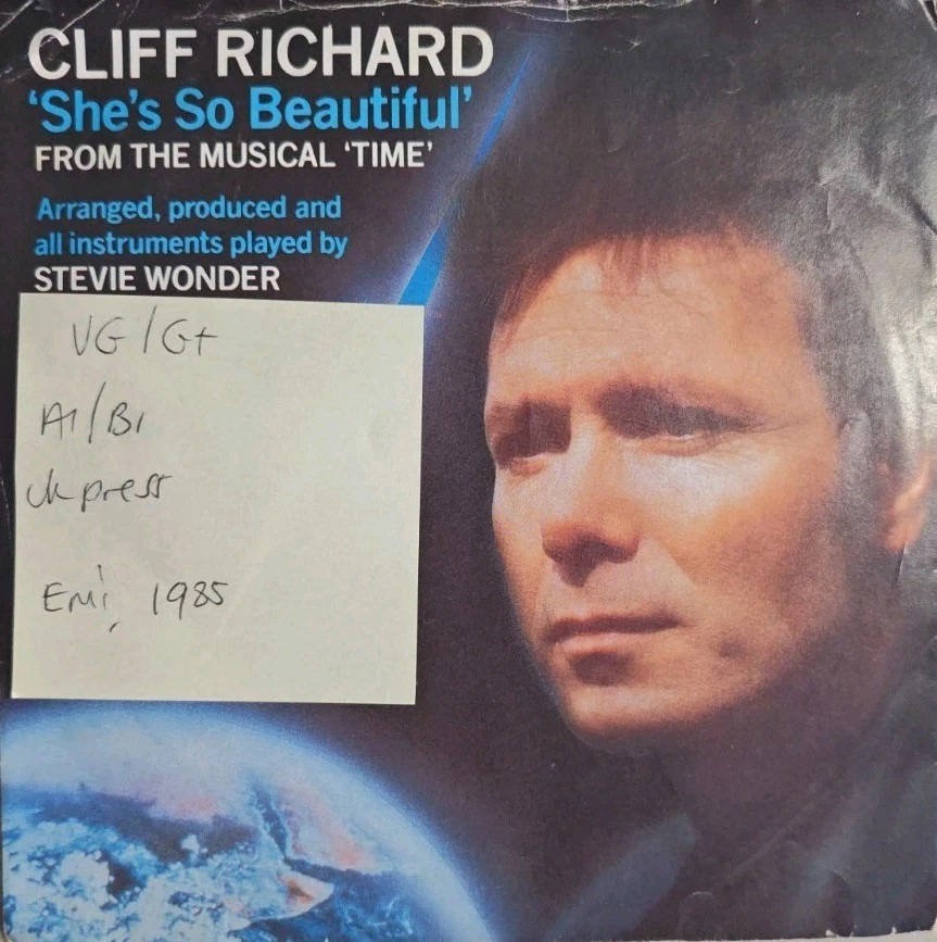 Cliff Richard She's So Beautiful Vinyl Record 7" VG/G+ EMI5531 1985 sleeve Cliff Richard She's So Beautiful Vinyl Record 7" VG/G+ EMI5531 1985 sleeve