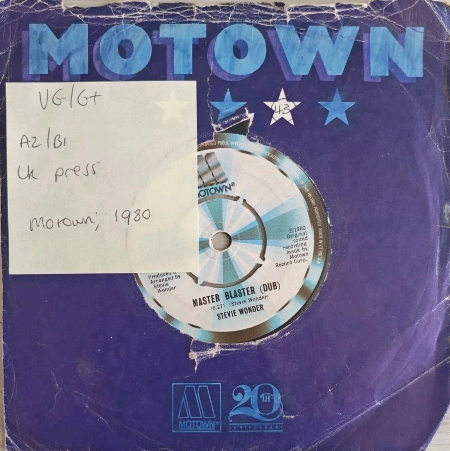 Stevie Wonder Master Blaster Jammin' Vinyl Record 7" VG/G+ TMG1204 1980 sleeve Stevie Wonder Master Blaster Jammin' Vinyl Record 7" VG/G+ TMG1204 1980 sleeve
