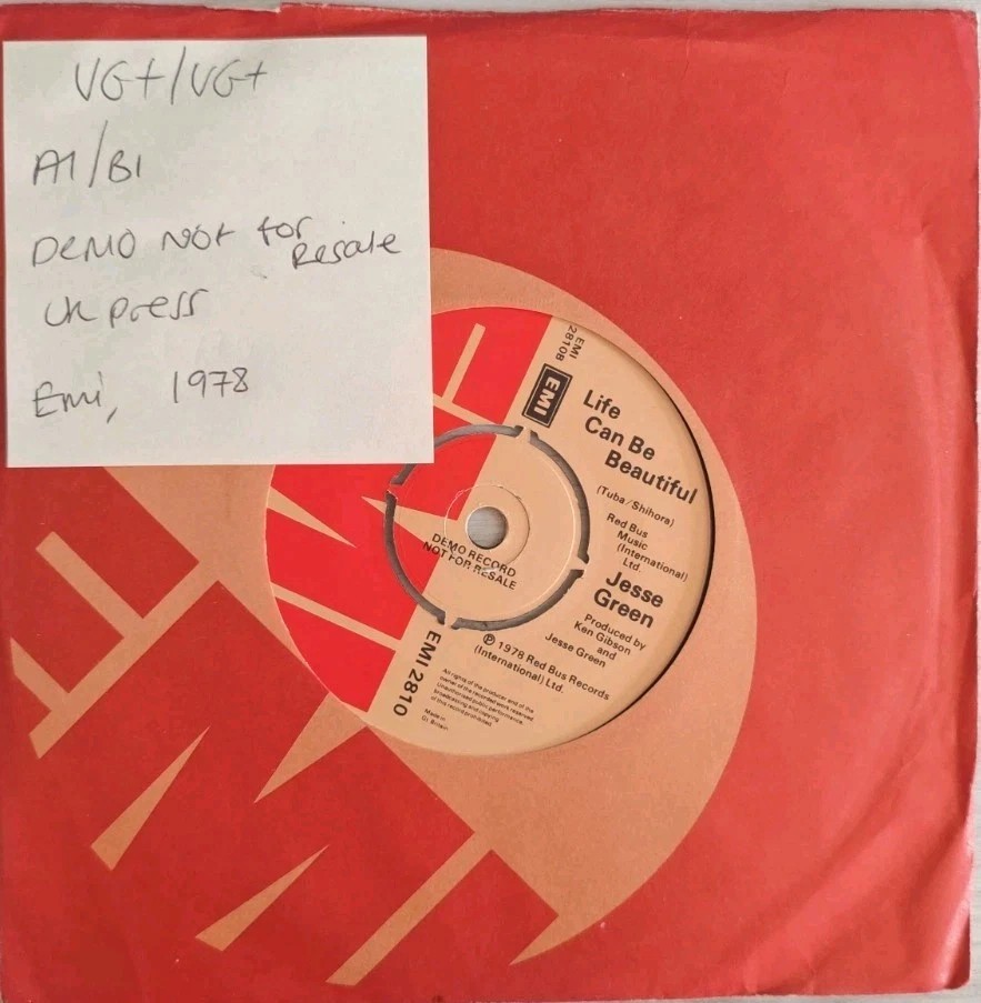 Jesse Green Nice & Slow Vinyl Record 7" VG+/VG+ EMI2810B 1978 sleeve Jesse Green Nice & Slow Vinyl Record 7" VG+/VG+ EMI2810B 1978 sleeve