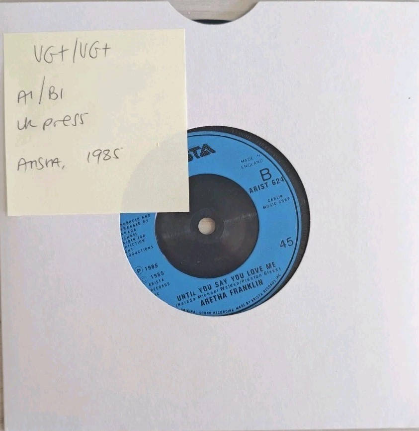 Aretha Franklin Freeway Of Love Vinyl Record 7" VG+/VG+ ARIST624 1985 sleeve Aretha Franklin Freeway Of Love Vinyl Record 7" VG+/VG+ ARIST624 1985 sleeve