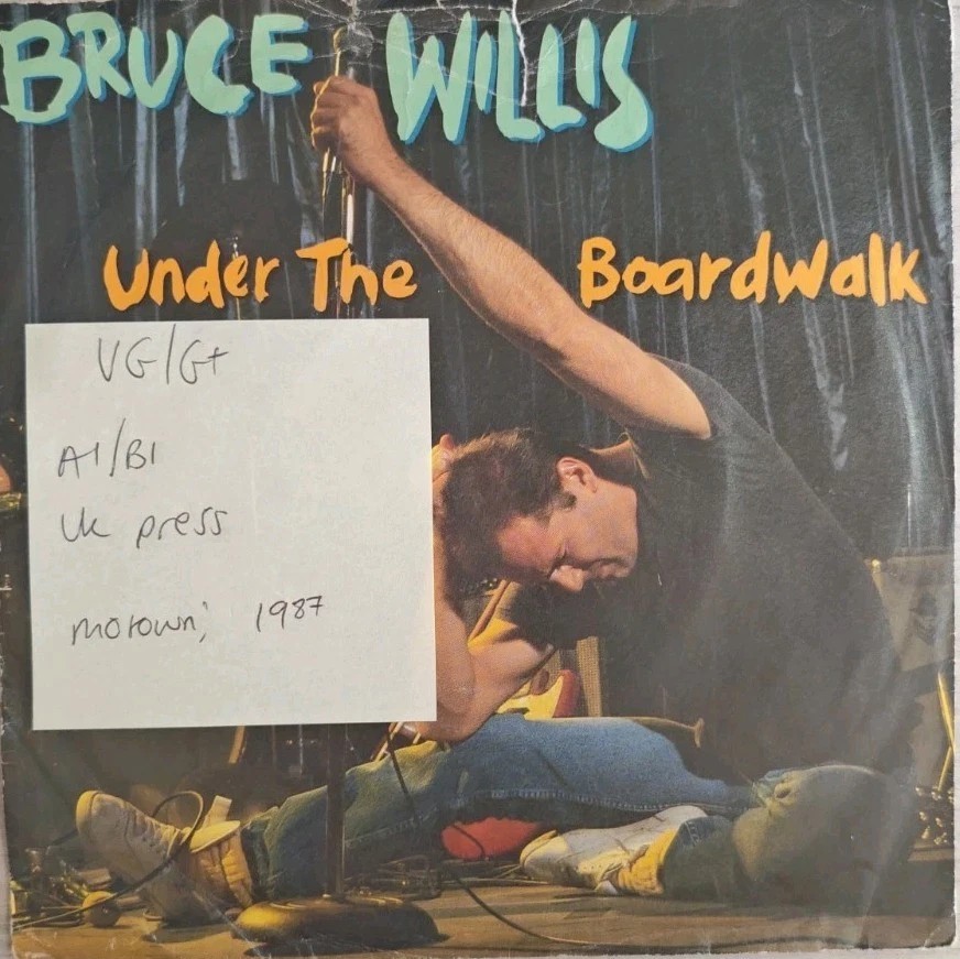 Bruce Willis Under The Boardwalk Vinyl Record 7" VG/G+ ZB 41349 1987 sleeve Bruce Willis Under The Boardwalk Vinyl Record 7" VG/G+ ZB 41349 1987 sleeve