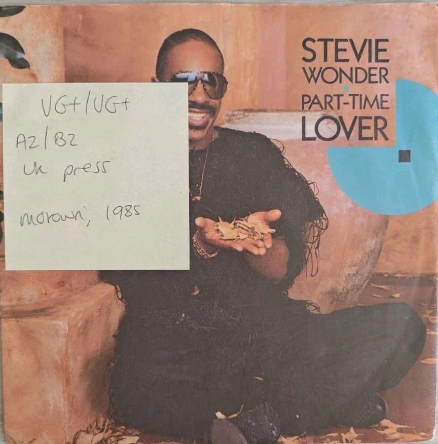 Stevie Wonder Part Time Lover Vinyl Record 7" VG+/VG+ ZB 40351 1985 sleeve Stevie Wonder Part Time Lover Vinyl Record 7" VG+/VG+ ZB 40351 1985 sleeve