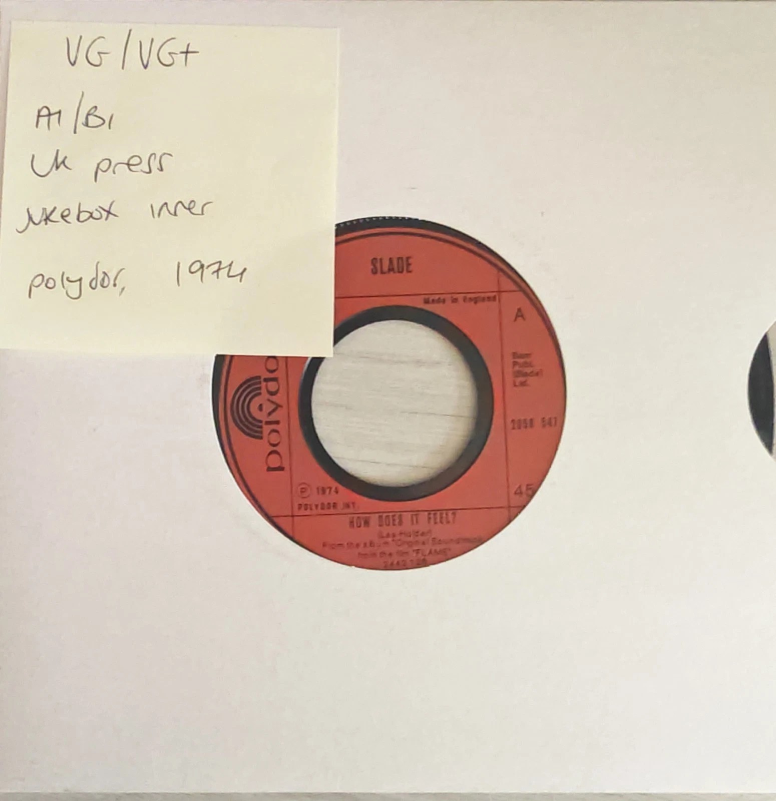 Slade How Does It Feel Vinyl Record 7" VG/VG+ 2058 547 1975 sleeve Slade How Does It Feel Vinyl Record 7" VG/VG+ 2058 547 1975 sleeve