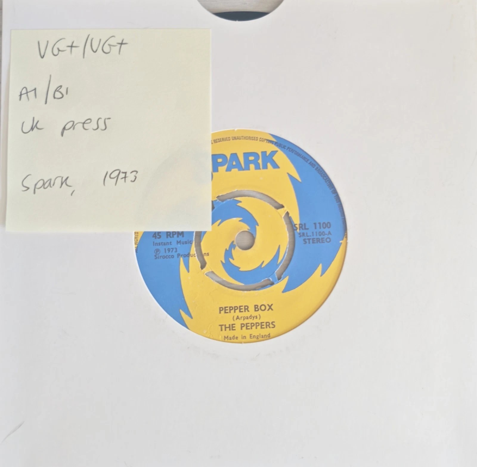 The Peppers Pepper Box Vinyl Record 7" VG+/VG+ SRL 1100 1973 sleeve The Peppers Pepper Box Vinyl Record 7" VG+/VG+ SRL 1100 1973 sleeve