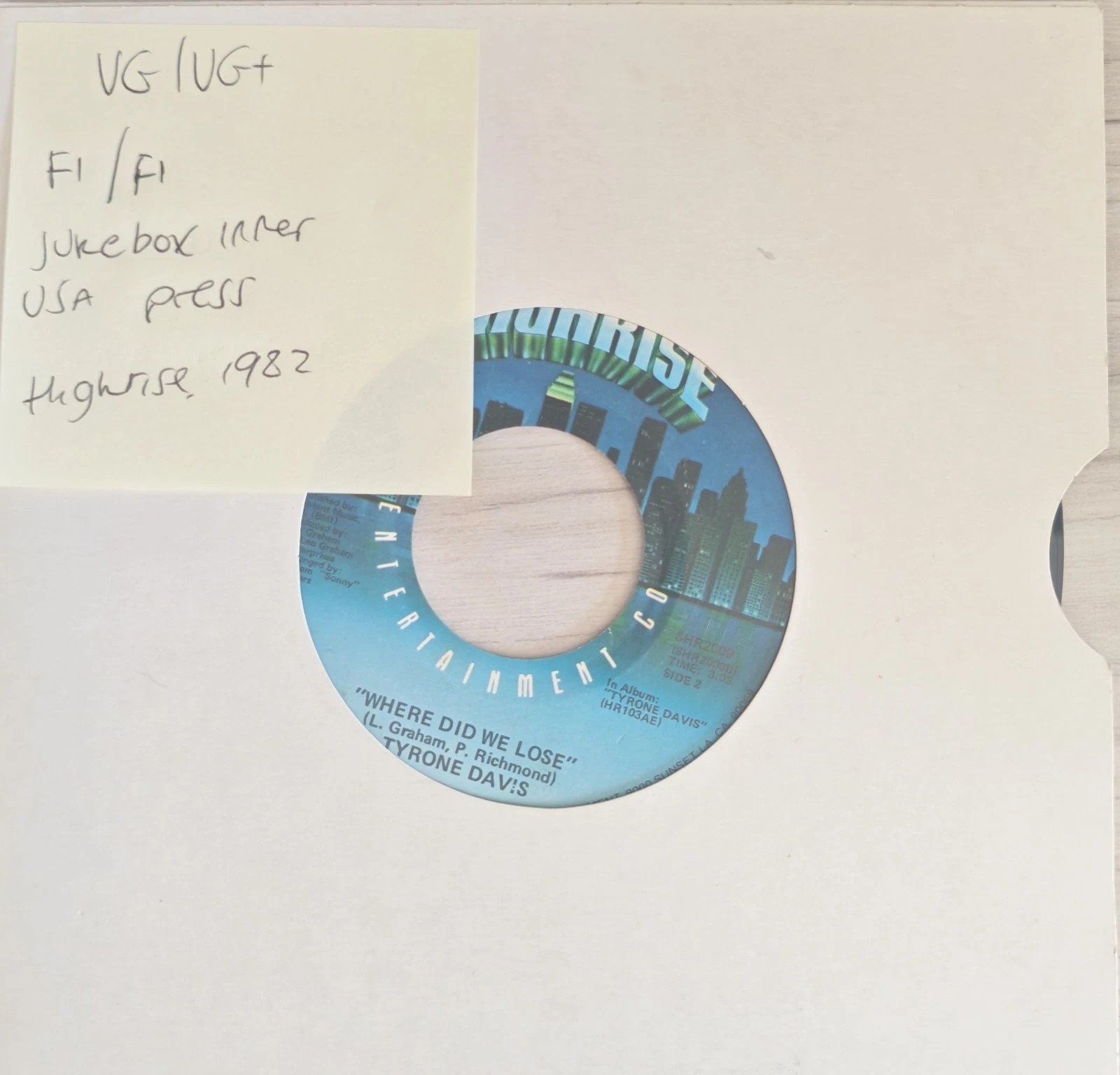 Tyrone Davis A Little Bit Of Loving Vinyl Record 7" VG/VG+ SHR2009 sleeve Tyrone Davis A Little Bit Of Loving Vinyl Record 7" VG/VG+ SHR2009 sleeve