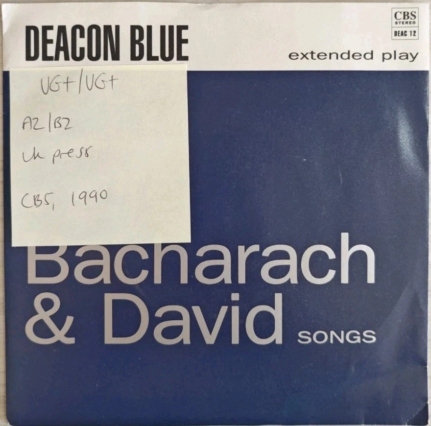 Deacon Blue Four Bacharach & David Songs Vinyl Record 7" VG+/VG+ DEAC12 1990 sleeve Deacon Blue Four Bacharach & David Songs Vinyl Record 7" VG+/VG+ DEAC12 1990 sleeve