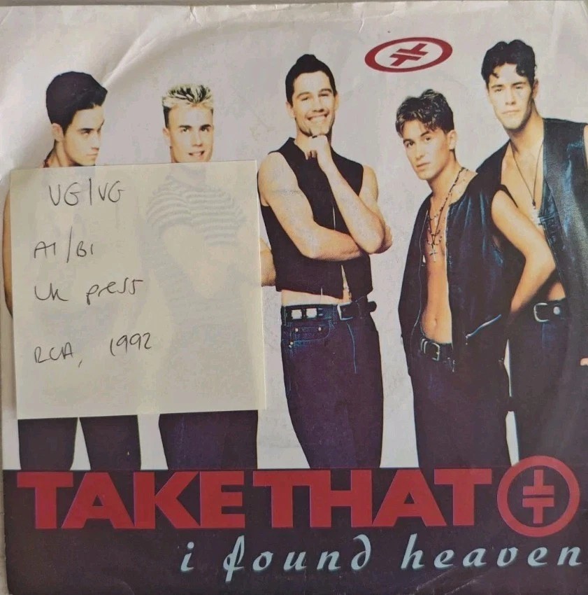 Take That I Found Heaven Vinyl Record 7" VG/VG 7432110814 7 1992 vinyl record sleeve Take That I Found Heaven Vinyl Record 7" VG/VG 7432110814 7 1992 vinyl record sleeve