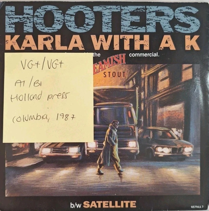 Hooters Karla With A K Vinyl Record 7" VG+/VG+ 657911 7 1992 sleeve Hooters Karla With A K Vinyl Record 7" VG+/VG+ 657911 7 1992 sleeve