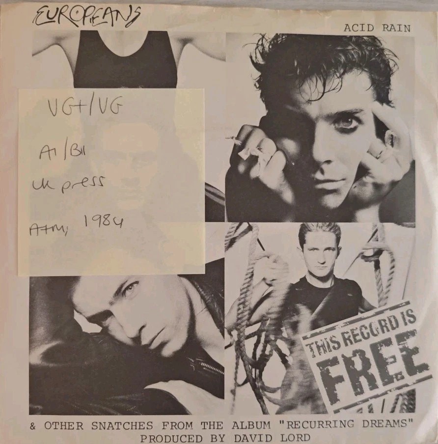 Europeans This Record Is Free Vinyl Record 7" VG+/VG FREE 1 984 sleeve Europeans This Record Is Free Vinyl Record 7" VG+/VG FREE 1 984 sleeve