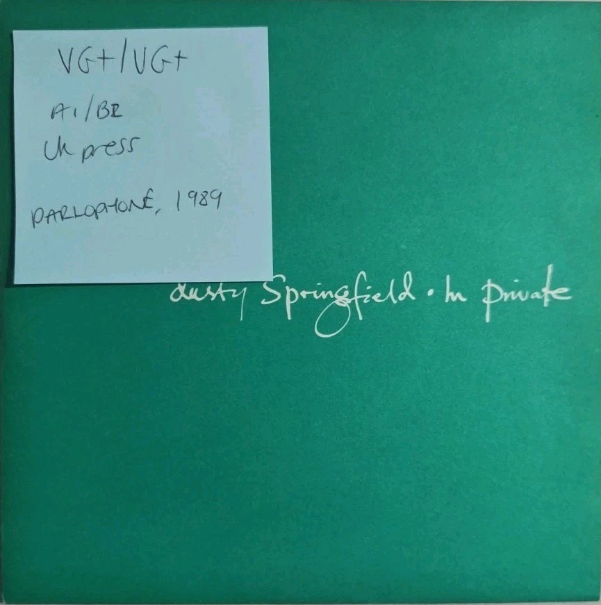 Dusty Springfield In Private Vinyl Record 7" VG+/VG+ R6234 1989 sleeve Dusty Springfield In Private Vinyl Record 7" VG+/VG+ R6234 1989 sleeve