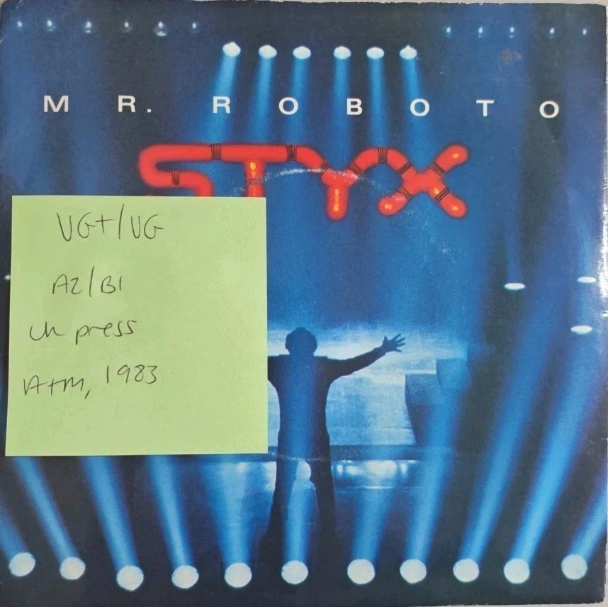 Styx Mr Roboto Vinyl Record 7" VG+/VG AMS8308 1983 sleeve Styx Mr Roboto Vinyl Record 7" VG+/VG AMS8308 1983 sleeve