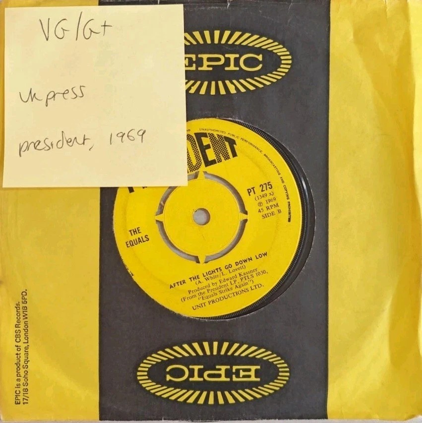 The Equals Rub A Dub Dub Vinyl Record 7" VG/G+ PT275 1969 sleeve The Equals Rub A Dub Dub Vinyl Record 7" VG/G+ PT275 1969 sleeve