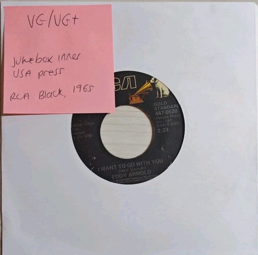 Eddy Arnold I Want To Go With You Vinyl Record 7" VG/VG+ 4470520 1966 sleeve Eddy Arnold I Want To Go With You Vinyl Record 7" VG/VG+ 4470520 1966 sleeve