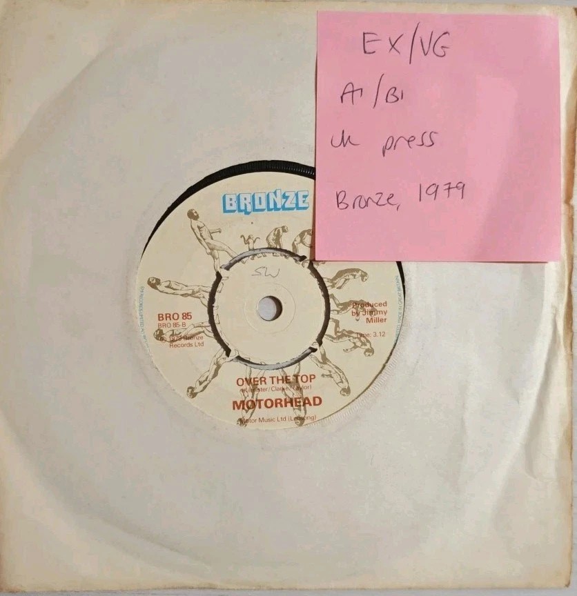 Motorhead Bomber / Over the Top Vinyl Record 7" EX/VG BRO 85 1979 sleeve Motorhead Bomber / Over the Top Vinyl Record 7" EX/VG BRO 85 1979 sleeve