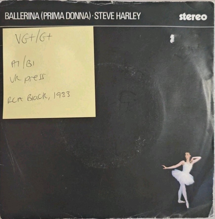 Steve Harley Ballerina / Face To Face Vinyl Record 7" VG+/G+ STL14 1983 vinyl record sleeve Steve Harley Ballerina / Face To Face Vinyl Record 7" VG+/G+ STL14 1983 vinyl record sleeve
