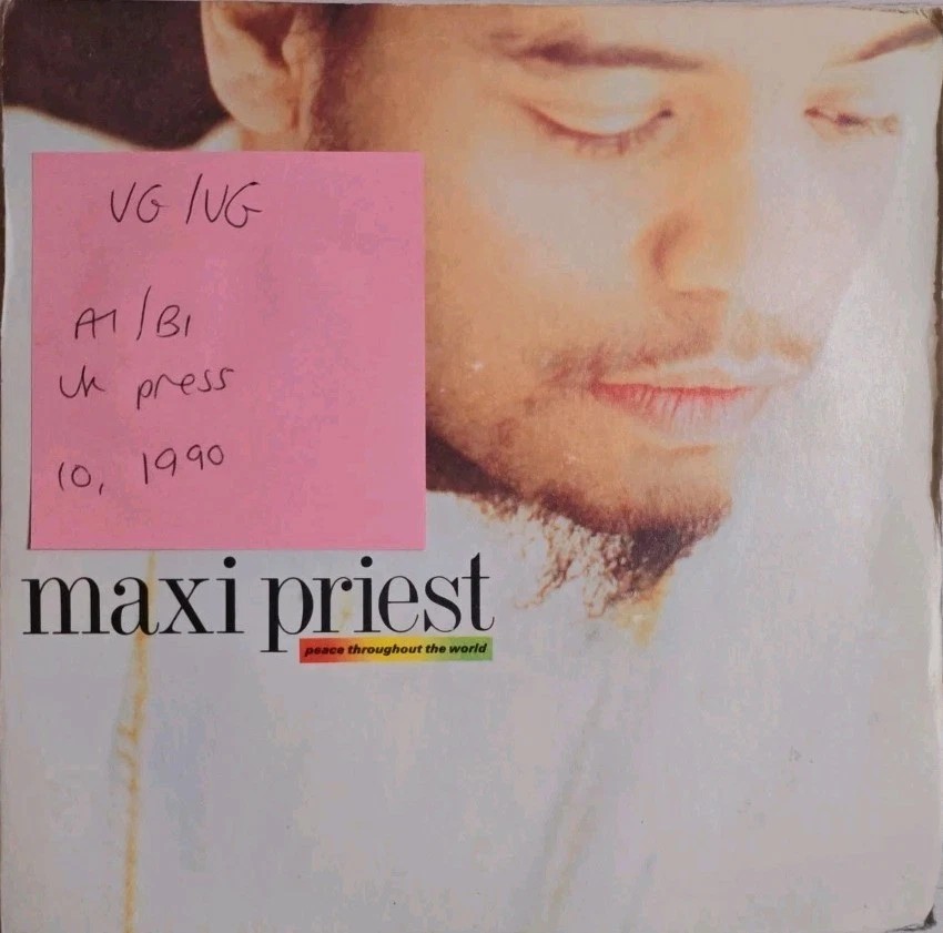 Maxi Priest Peace Throughout The World Vinyl Record 7" VG/VG TEN317 1990 sleeve Maxi Priest Peace Throughout The World Vinyl Record 7" VG/VG TEN317 1990 sleeve
