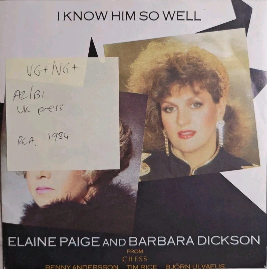 Elaine Paige Barbara Dickson I Know Him So Well Vinyl Record 7" VG+/VG+ CHESS 3 sleeve Elaine Paige Barbara Dickson I Know Him So Well Vinyl Record 7" VG+/VG+ CHESS 3 sleeve