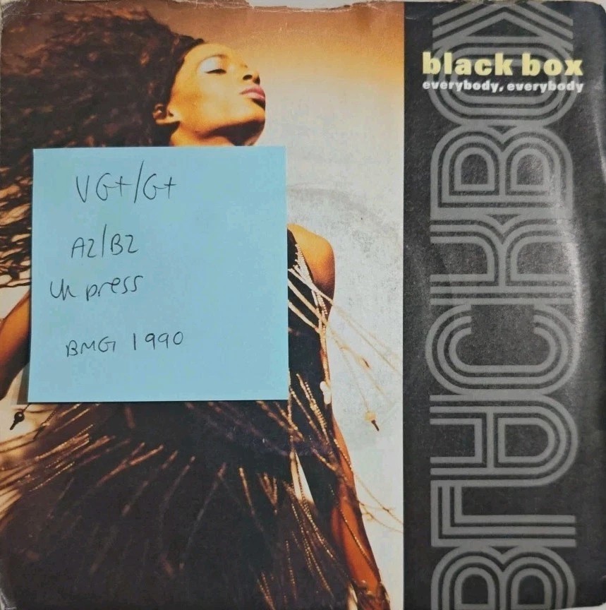 Black Box Everybody Everybody Vinyl Record 7" VG+/G+ PB43715 1990 sleeve Black Box Everybody Everybody Vinyl Record 7" VG+/G+ PB43715 1990 sleeve