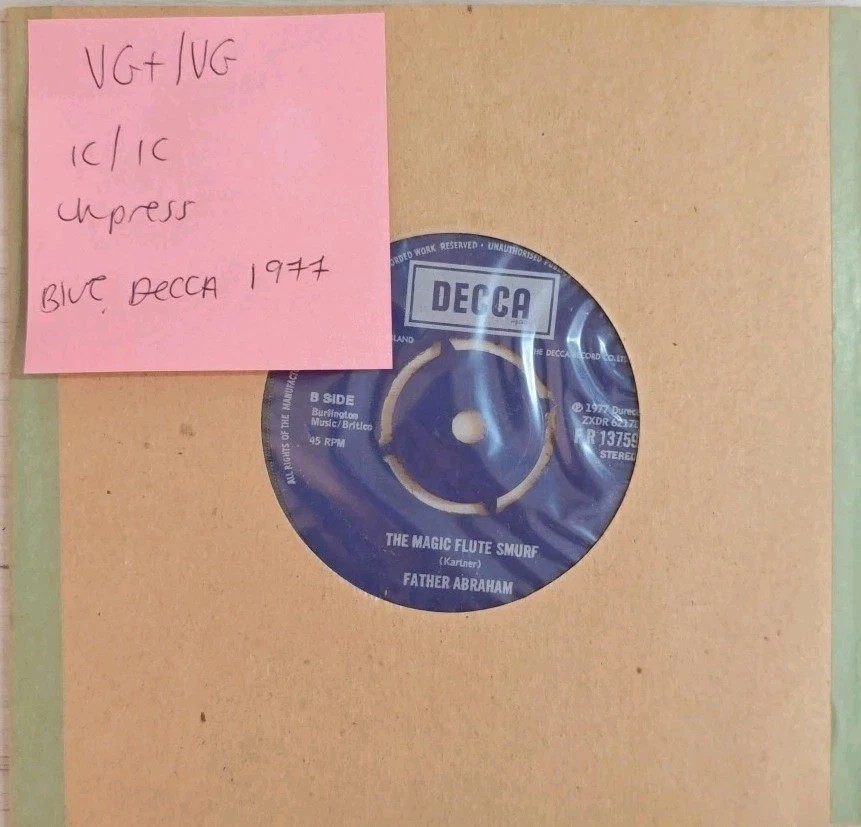 Father Abraham The Smurf Song Vinyl Record 7" VG+/VG FR 13759 sleeve Father Abraham The Smurf Song Vinyl Record 7" VG+/VG FR 13759 sleeve