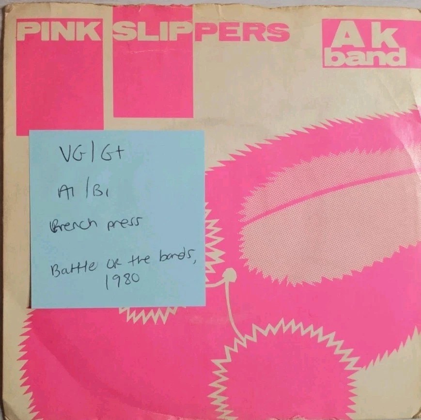 The AK Band Pink Slippers Vinyl Record 7" VG/G+ BOB1 1980 sleeve The AK Band Pink Slippers Vinyl Record 7" VG/G+ BOB1 1980 sleeve