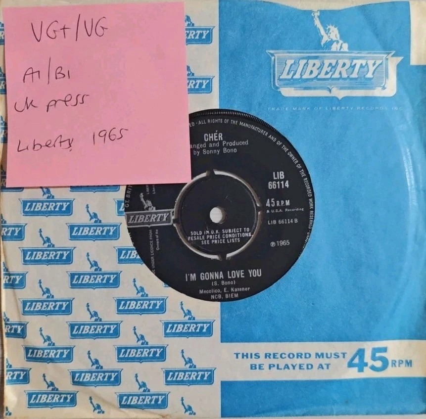 Cher All I Relly Want To Do Vinyl Record 7" VG+/VG LIB 66114 1965 sleeve Cher All I Relly Want To Do Vinyl Record 7" VG+/VG LIB 66114 1965 sleeve