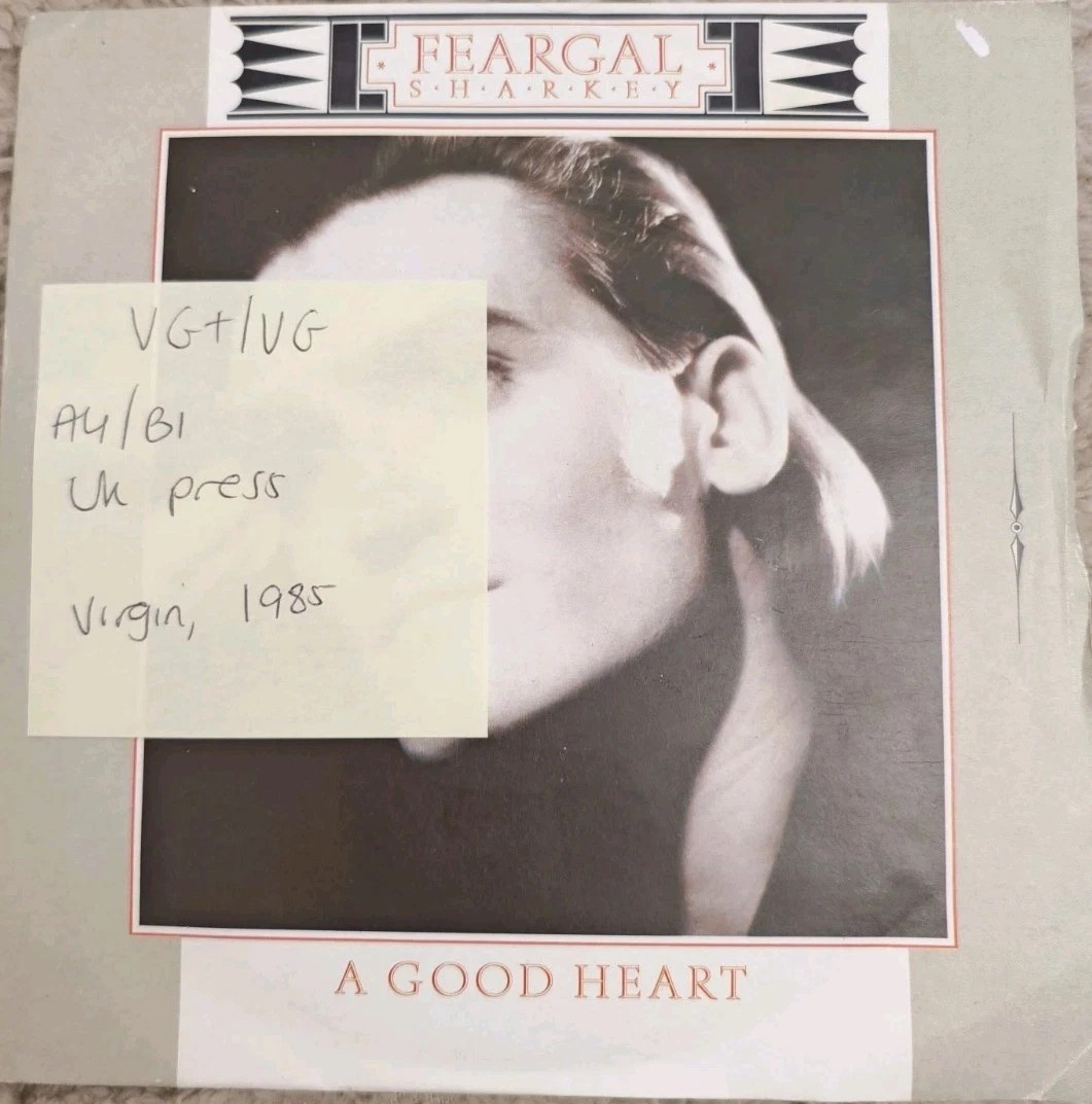 Feargal Sharkey A Good Heart Vinyl Record 7" VG+/VG VS 808 1985 sleeve Feargal Sharkey A Good Heart Vinyl Record 7" VG+/VG VS 808 1985 sleeve