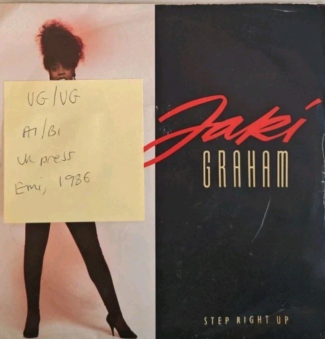 Jaki Graham Step Right Up Vinyl Record 7" VG/VG JAKI9 1986 sleeve Jaki Graham Step Right Up Vinyl Record 7" VG/VG JAKI9 1986 sleeve