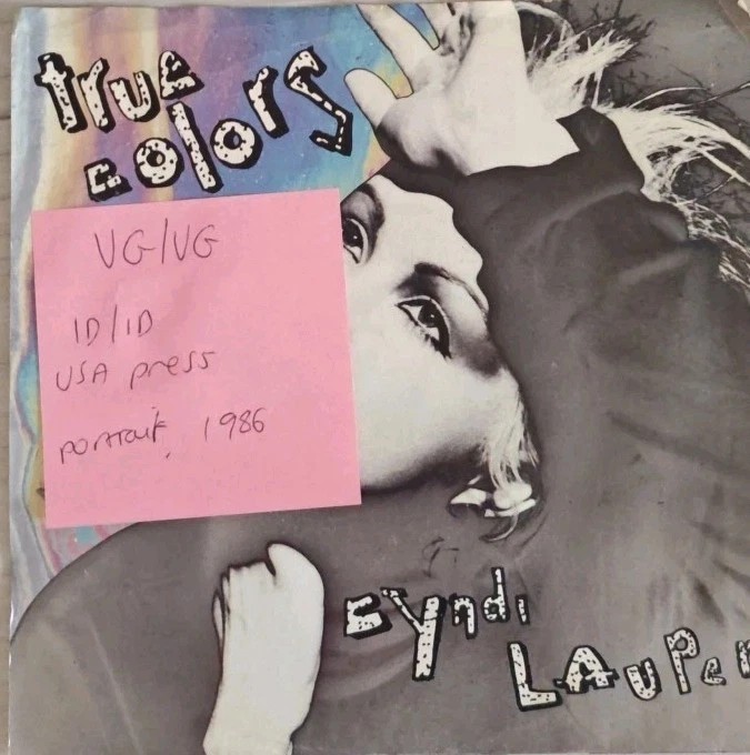 Cyndi Lauper True Colours Vinyl Record 7" VG/VG 650026 7 1986 sleeve Cyndi Lauper True Colours Vinyl Record 7" VG/VG 650026 7 1986 sleeve