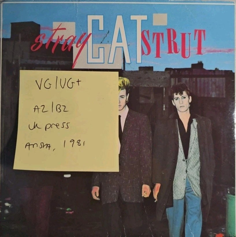 Stray Cats Stray Cat Strut / Drink That Bottle Vinyl Record 7" VG/VG+ SCAT3 1981 sleeve Stray Cats Stray Cat Strut / Drink That Bottle Vinyl Record 7" VG/VG+ SCAT3 1981 sleeve